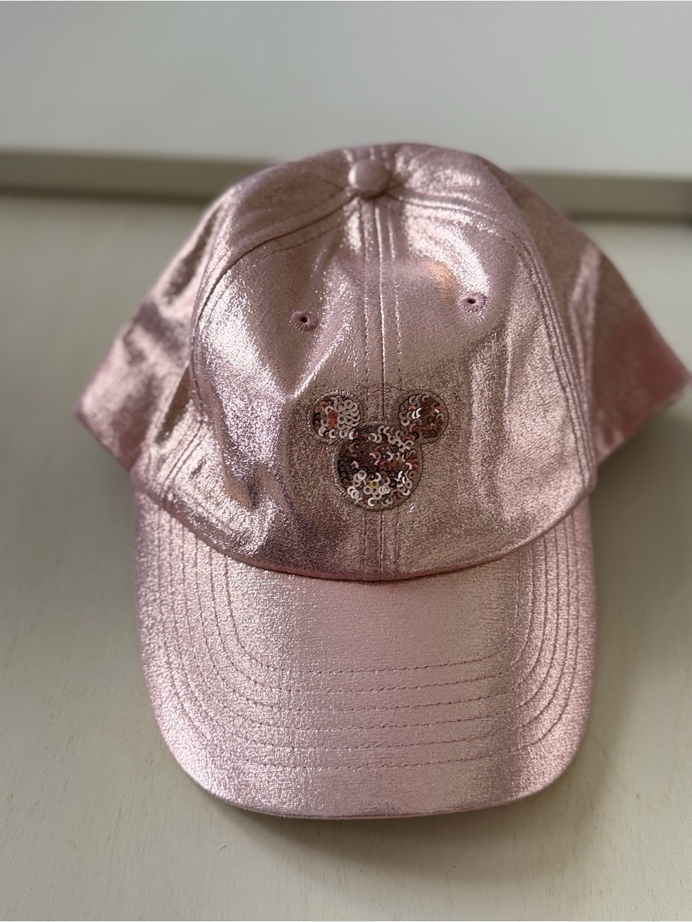 Disney metallic rose gold cap with sequin Mickey
